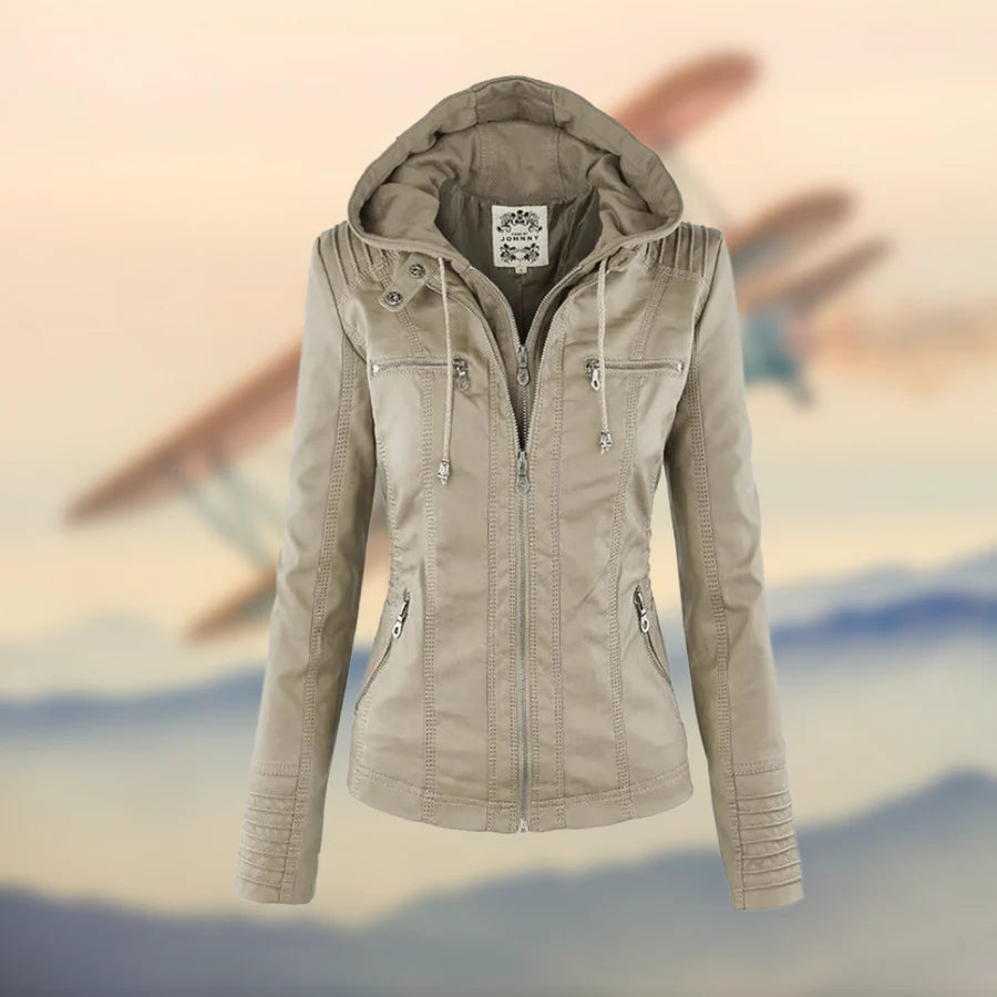 Dorothy - Stylish Hooded Leather Jacket
