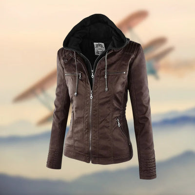 Dorothy - Stylish Hooded Leather Jacket