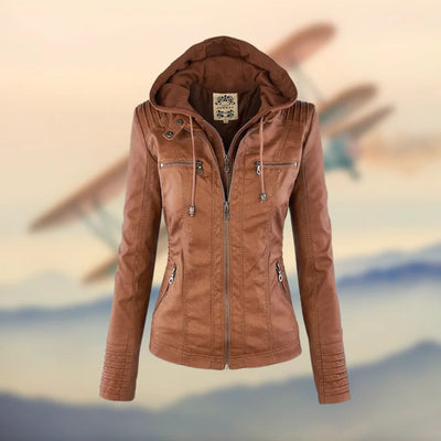 Dorothy - Stylish Hooded Leather Jacket
