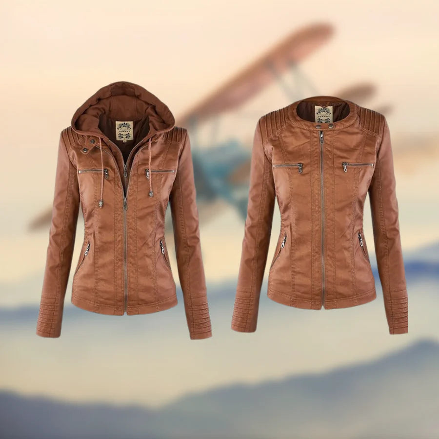 Dorothy - Stylish Hooded Leather Jacket
