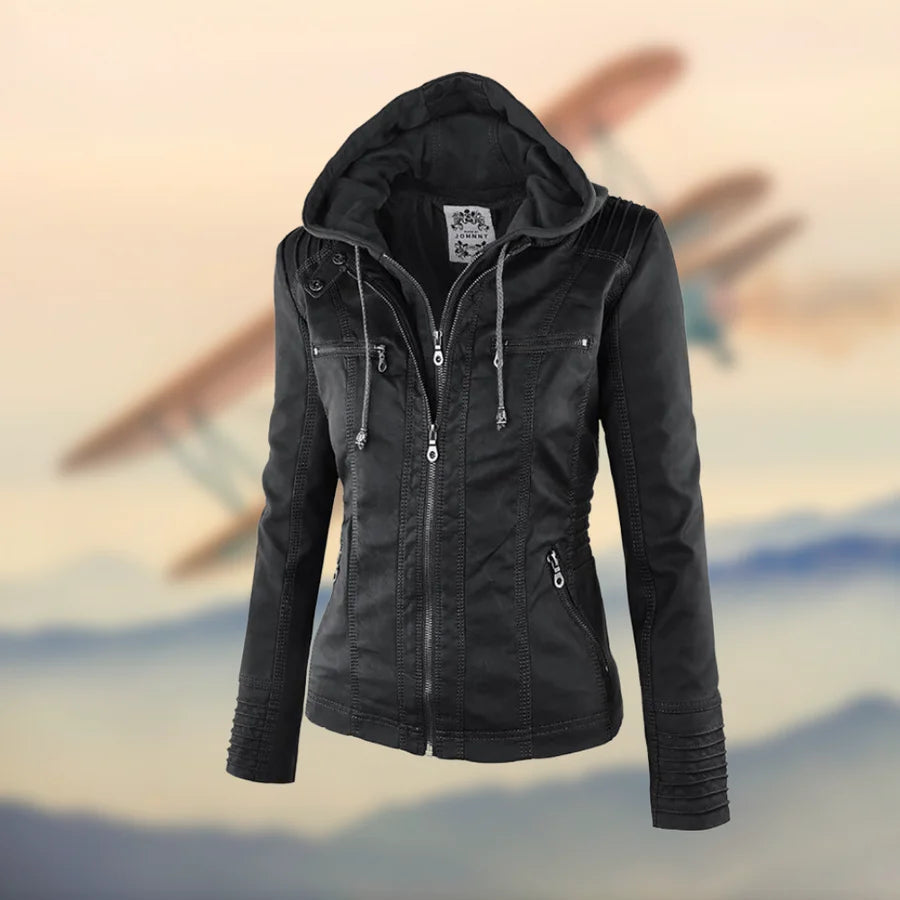 Dorothy - Stylish Hooded Leather Jacket