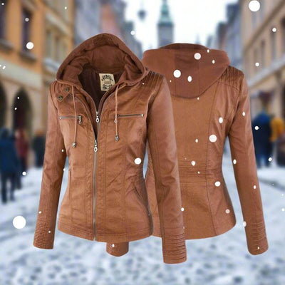 Dorothy - Stylish Hooded Leather Jacket