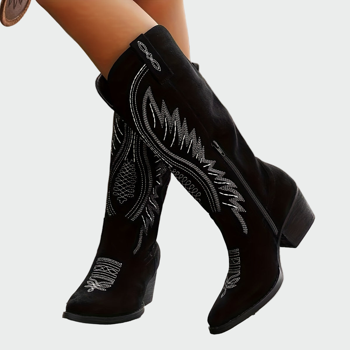 Joanna - Stylish Embroidered Western Ankle Boots