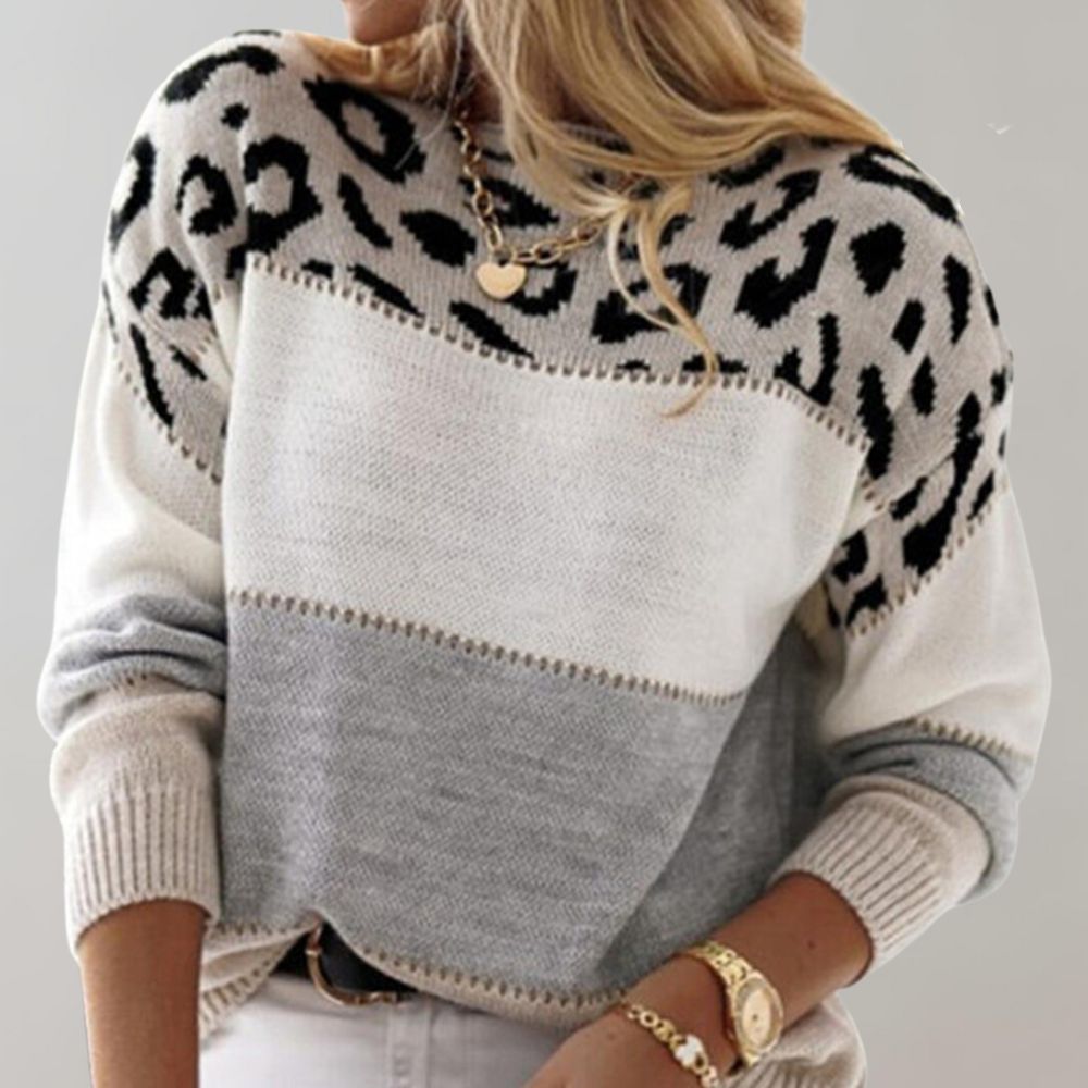 Charlene - Casual jumper with leopard print