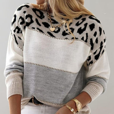 Charlene - Casual jumper with leopard print