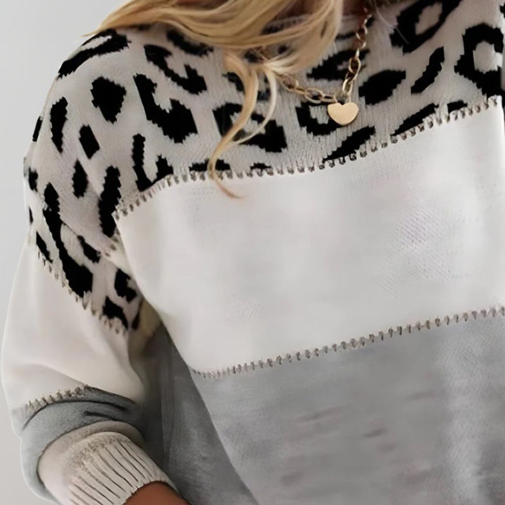 Charlene - Casual jumper with leopard print