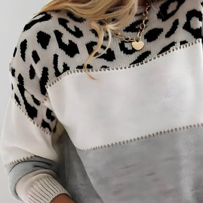 Charlene - Casual jumper with leopard print