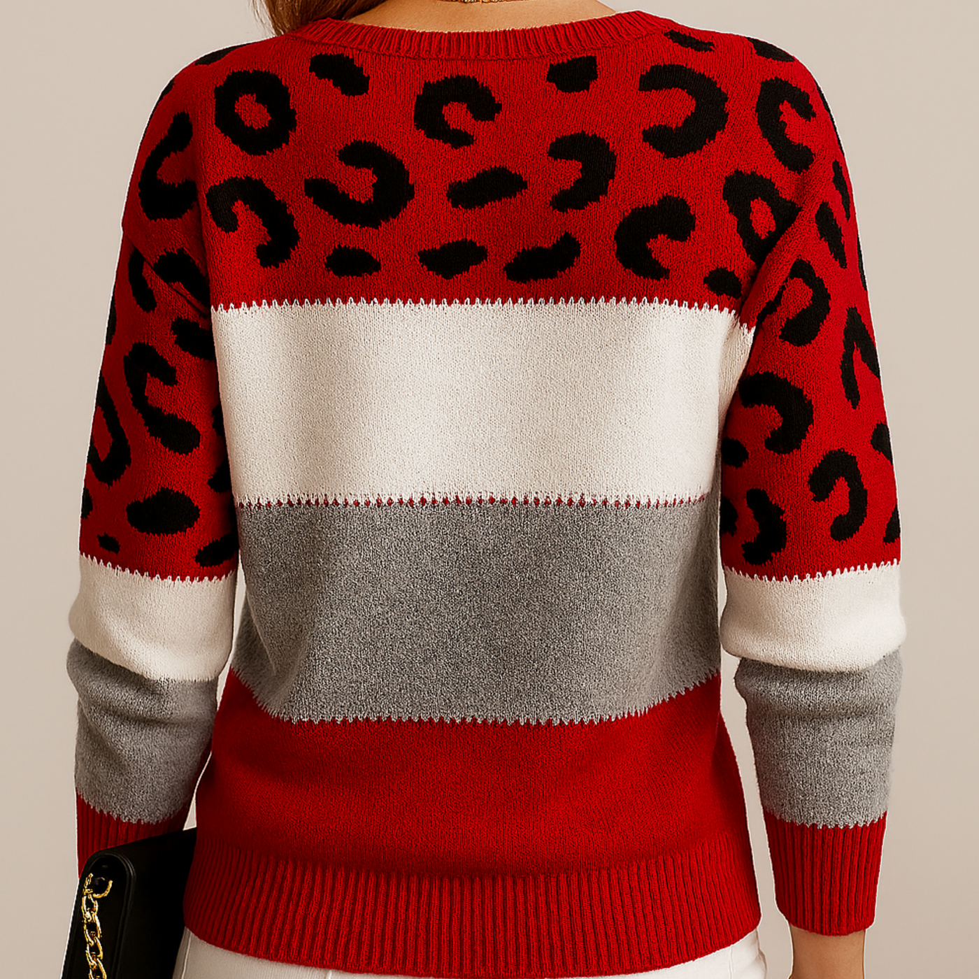 Charlene - Casual jumper with leopard print