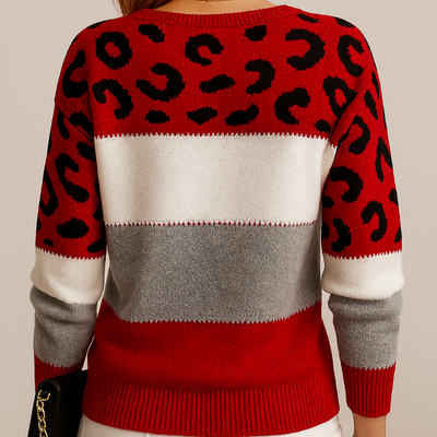Charlene - Casual jumper with leopard print