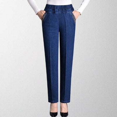 Olivia - Women's jeans with side pockets and elastic waistband