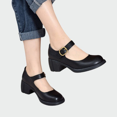 Zoe - Chunky-Heel Buckle Mary Jane Shoes