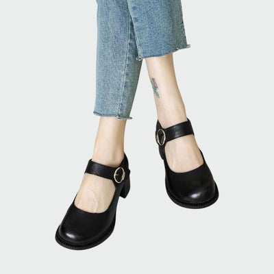 Zoe - Chunky-Heel Buckle Mary Jane Shoes